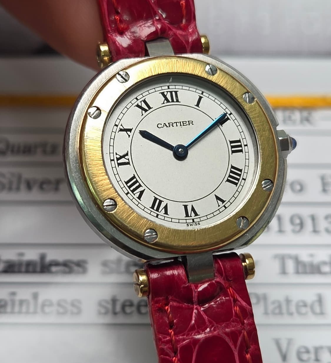 까르띠에 산토스 원형 오리지널 실버로만 블루핸즈 18K콤비 여성용 (감정 상품이미지1