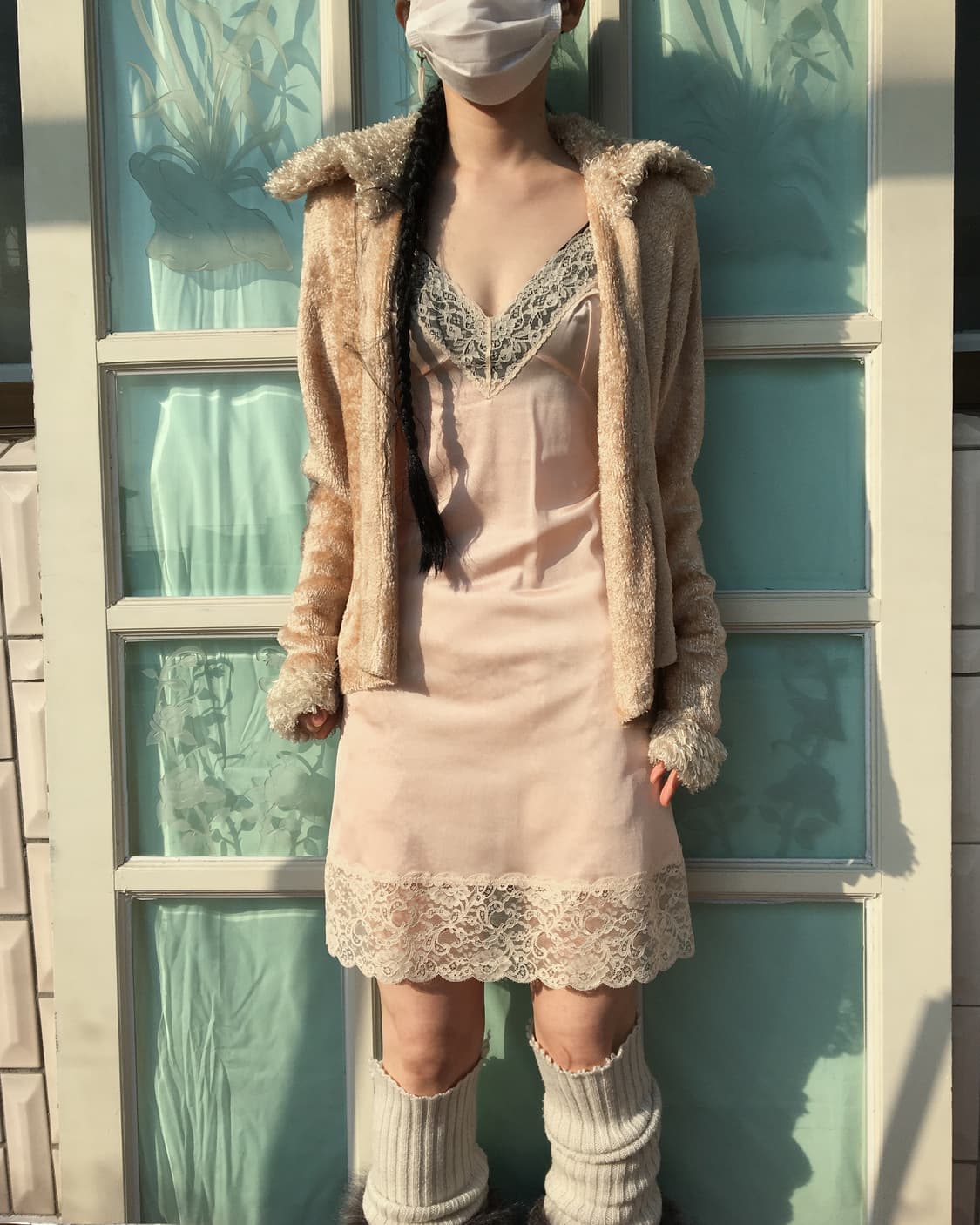 Fluffy collar point knit cardigan 상품이미지5