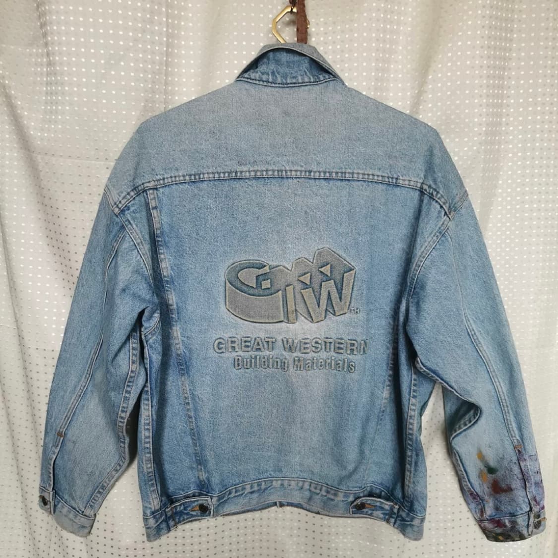 90s Made in USA 입체 프린트 데님 워크 자켓 상품이미지3