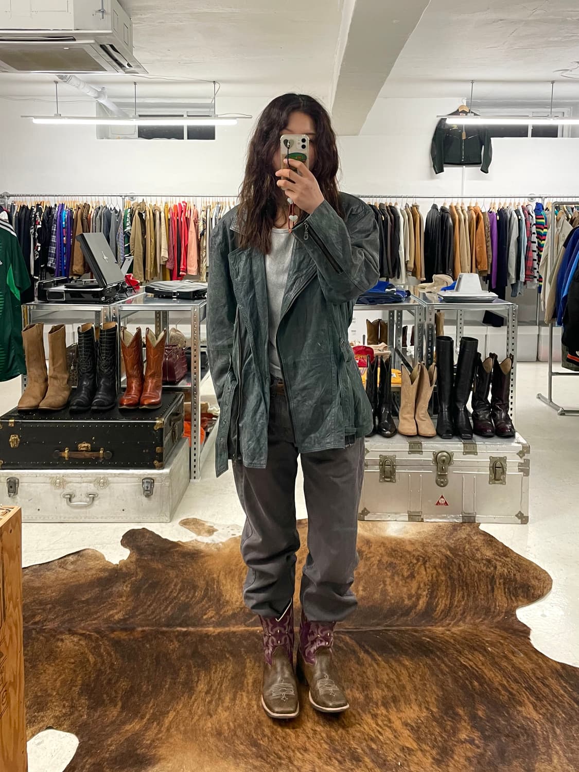 VTG leather western rider coat 가죽 라이더 코트 상품이미지2