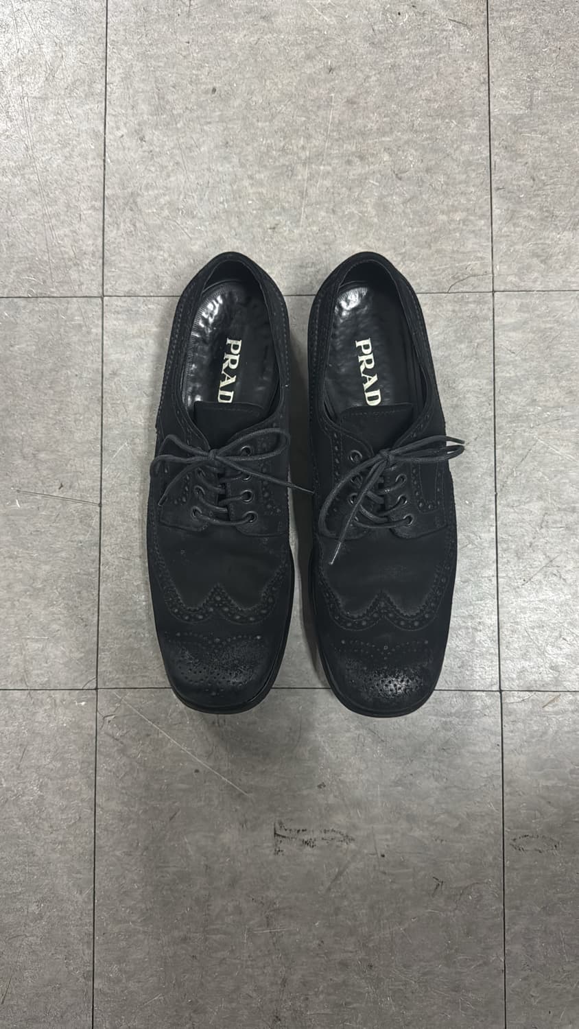 00s 프라다 윙팁 스웨이드 더비 슈즈 상품이미지3