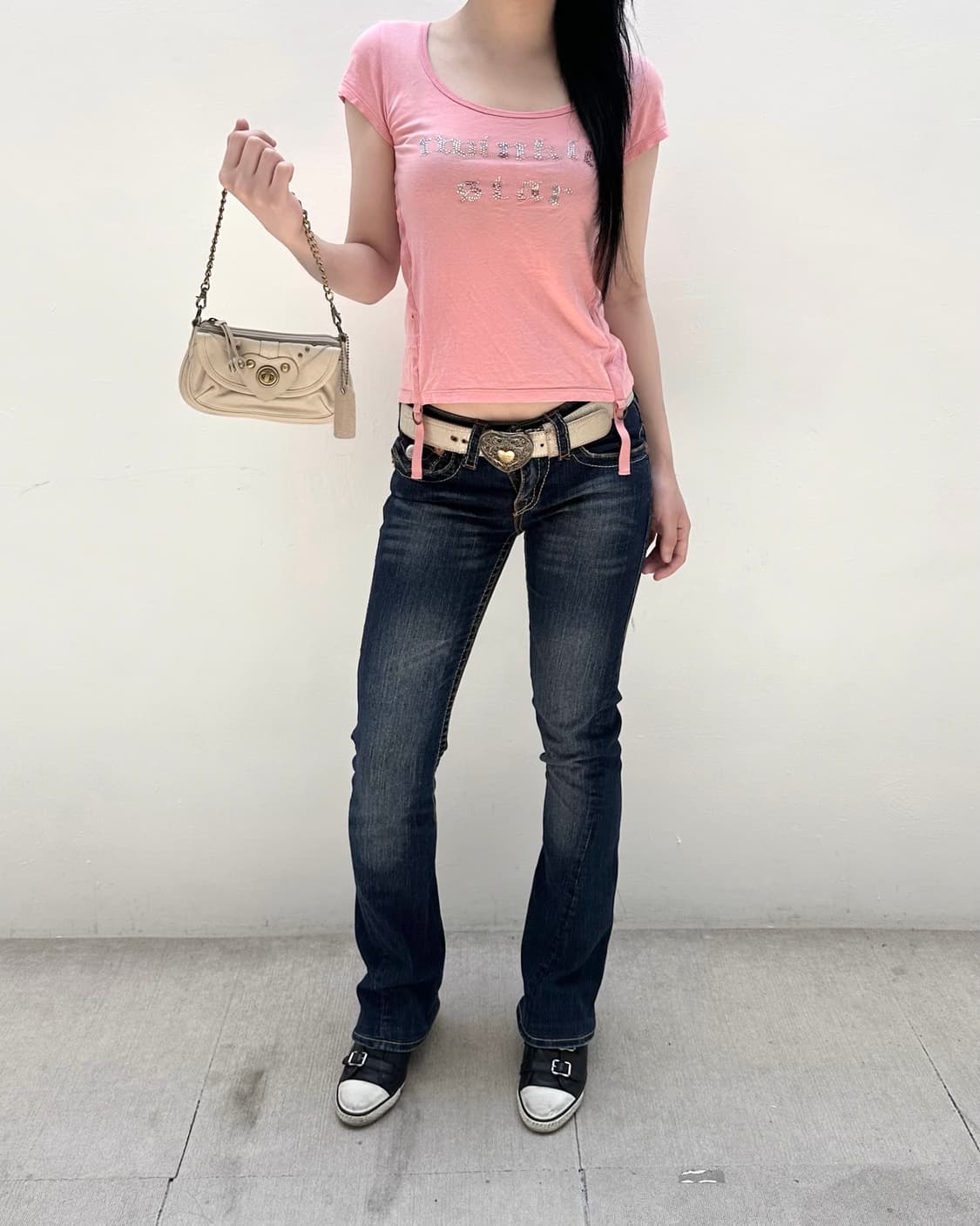 Pink cubic lettering strap short sleeve 상품이미지1