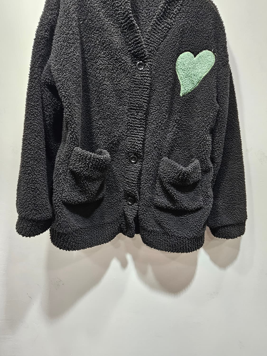 민트 하트아플리케 뽀글이 가디건 상품이미지3