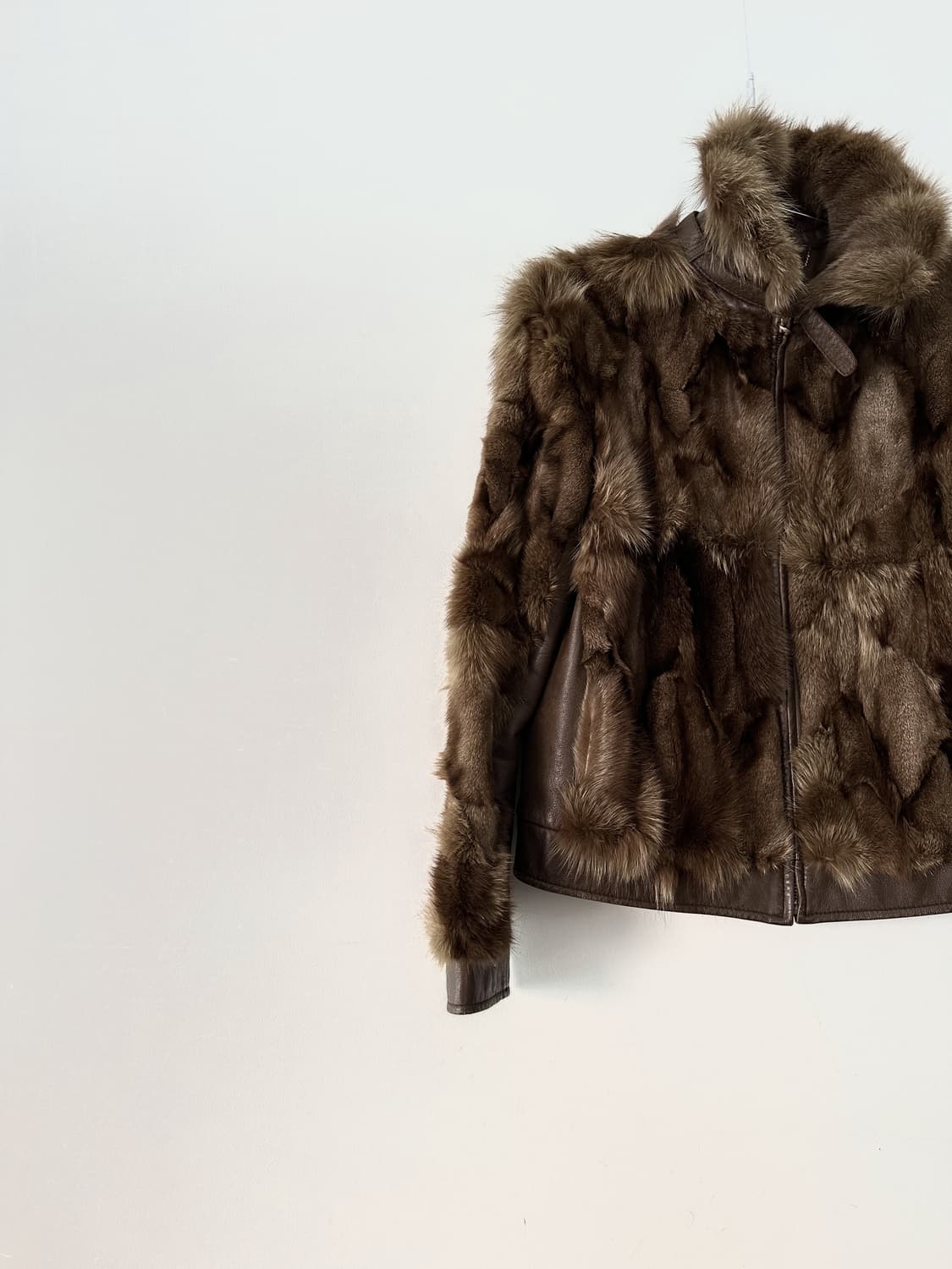 Neck buckle dual fur leather jacket/ 폭스퍼 상품이미지2