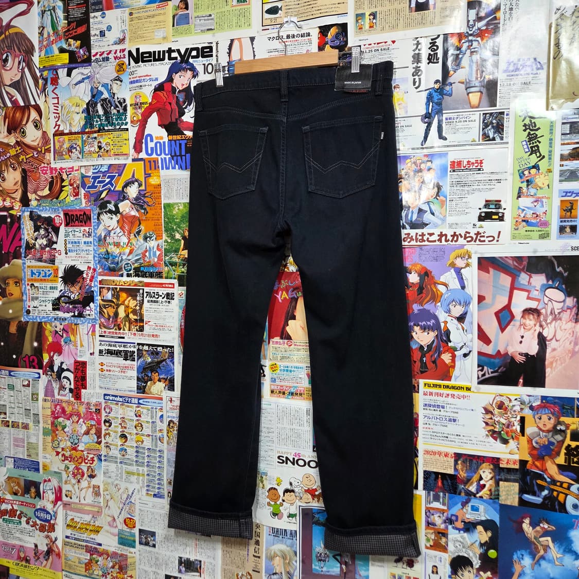 JPN 에드윈 403 체크 안감 약기모 블랙 코튼 팬츠 상품이미지2