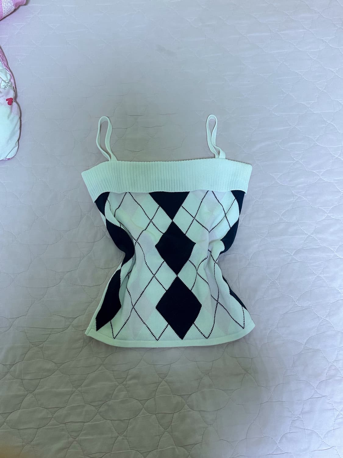 블랙핑크 아가일 니트 히메갸루 오네갸루 stc 달천깔 일본빈티지 로걀탑 상품이미지1