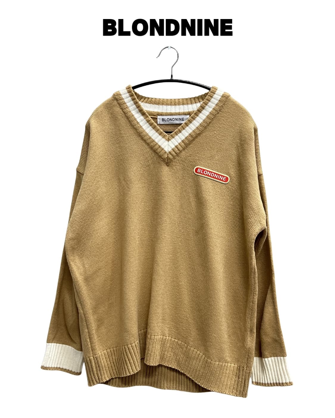 블론드나인 브이넥 니트 베이지 상품이미지1