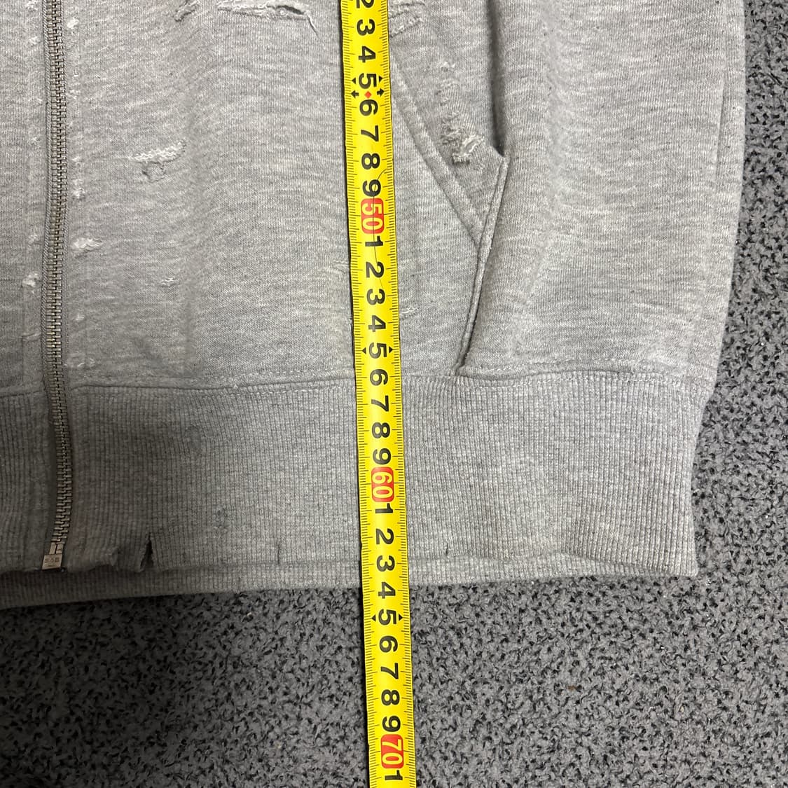 빈티지 데미지 그레이 후드 집업 상품이미지5