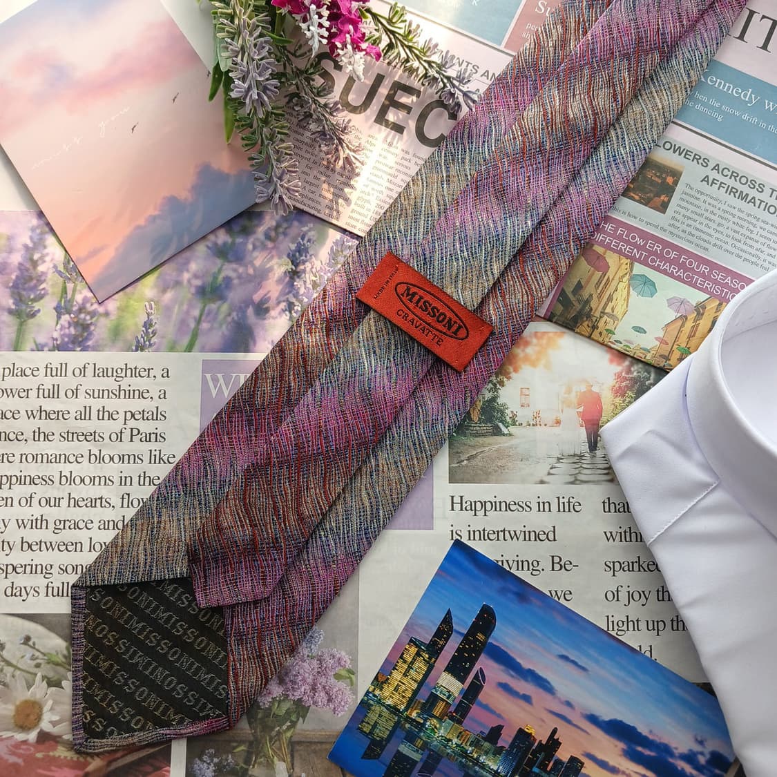 미쏘니 실크 멀티 스트라이프 웨이브 넥타이 8.9cm B등급 A18764 상품이미지4