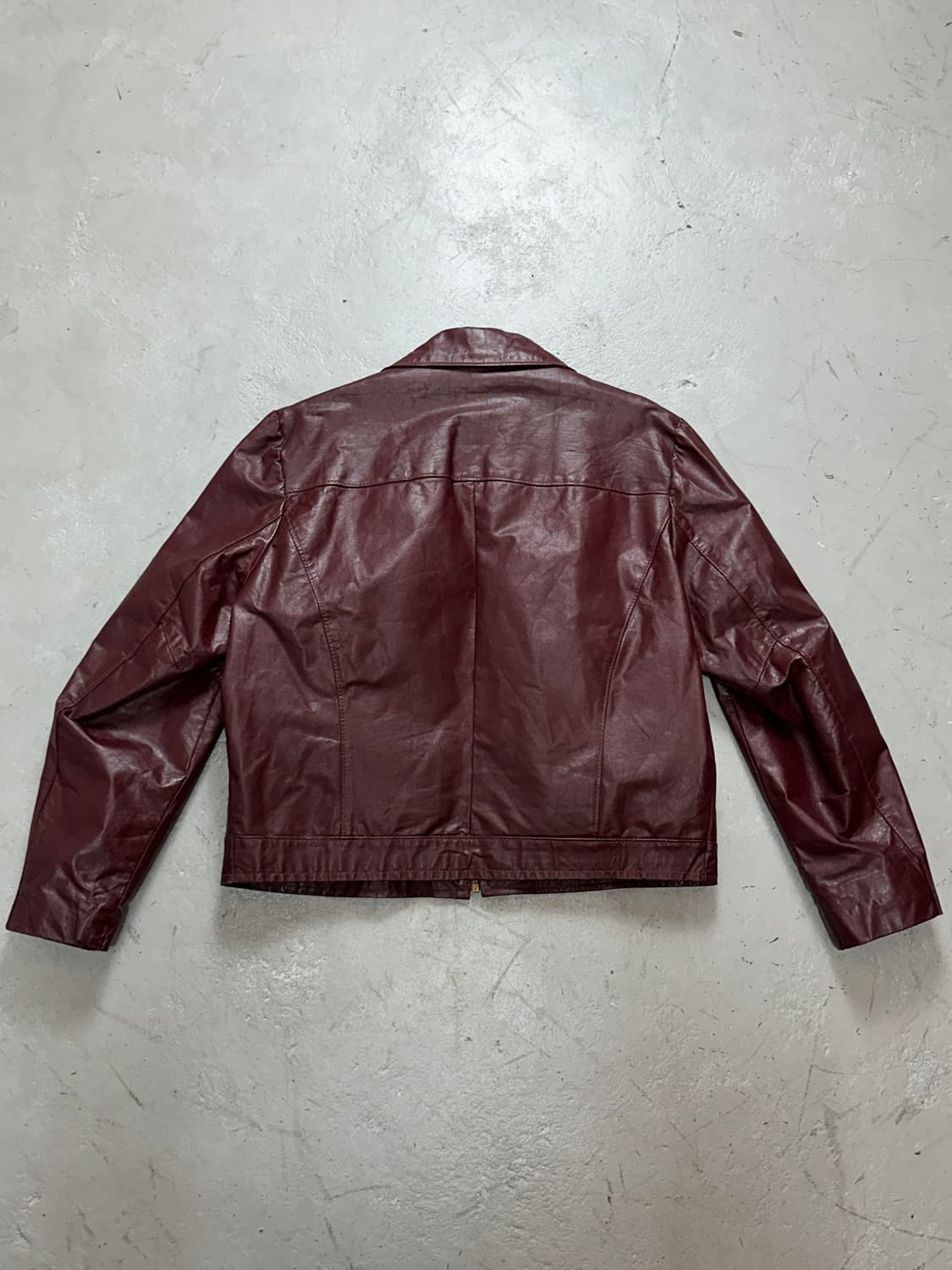 80's 시어스 버건디 크롭 레더자켓 빈티지 레더 자켓 상품이미지4