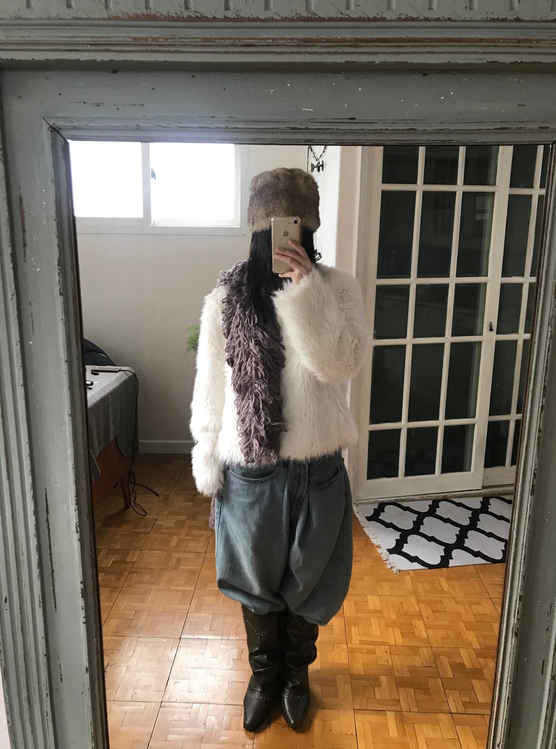 vintage white eco fur jacket 상품이미지2