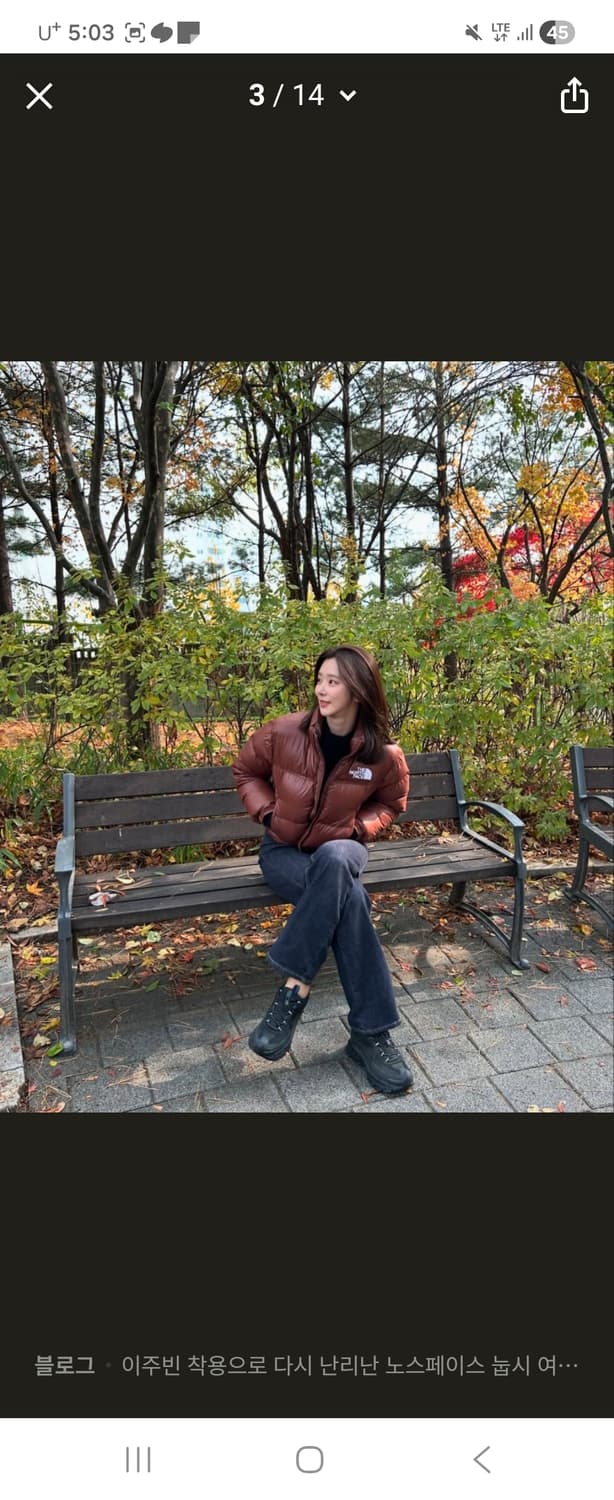 (정품)노스페이스 우먼 숏 자켓 패딩 브라운 M 상품이미지7