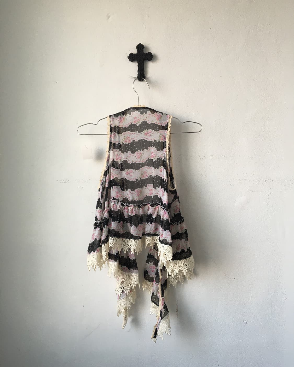 Flower pattern layer open vest 상품이미지2