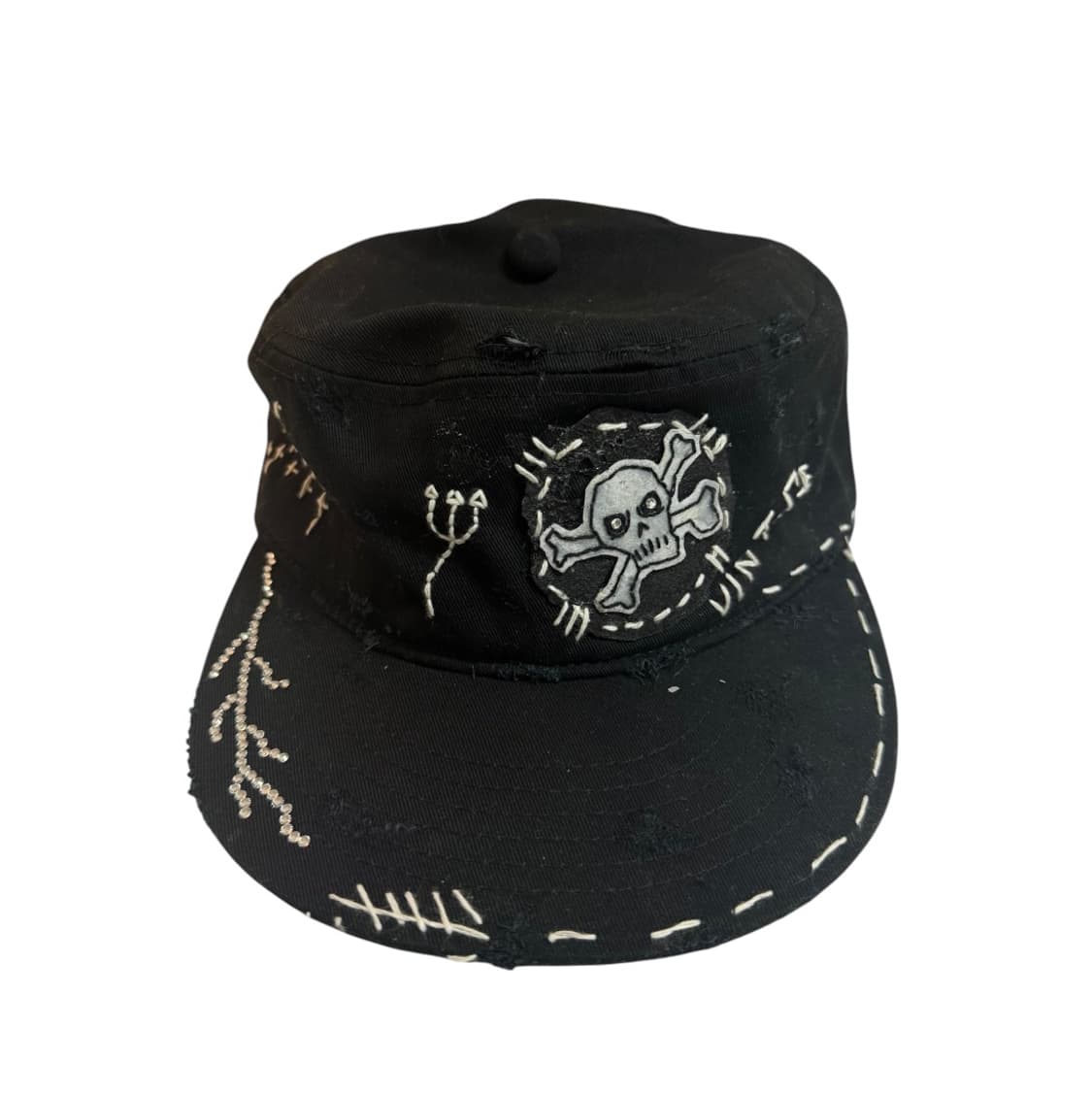 VINTAGE sashiko Skull Custom Pillbox Cap 상품이미지4