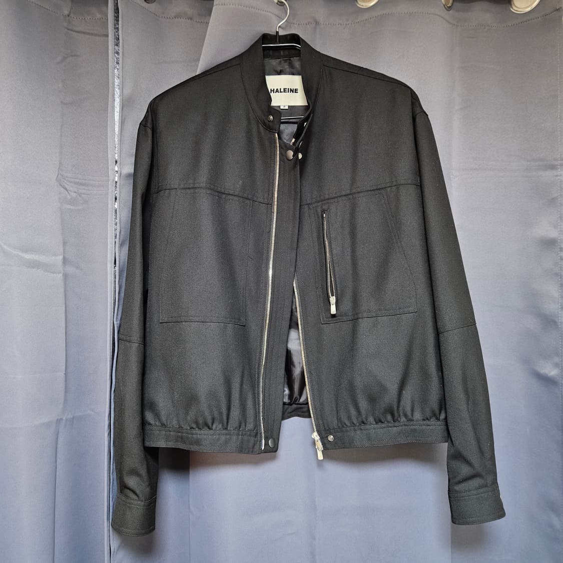 알렌느 울 카펜터 디테일 바이커 자켓 블랙 2사이즈 상품이미지1