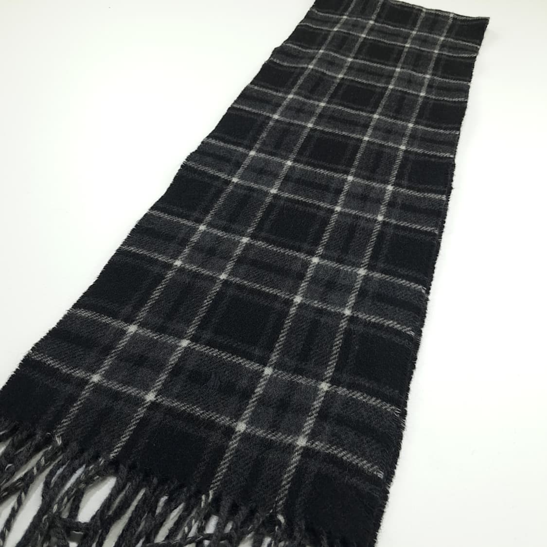 MX222 폴로 랄프로렌 블랙 타탄체크 헤링본 버진울 양면 목도리 머플러 상품이미지6