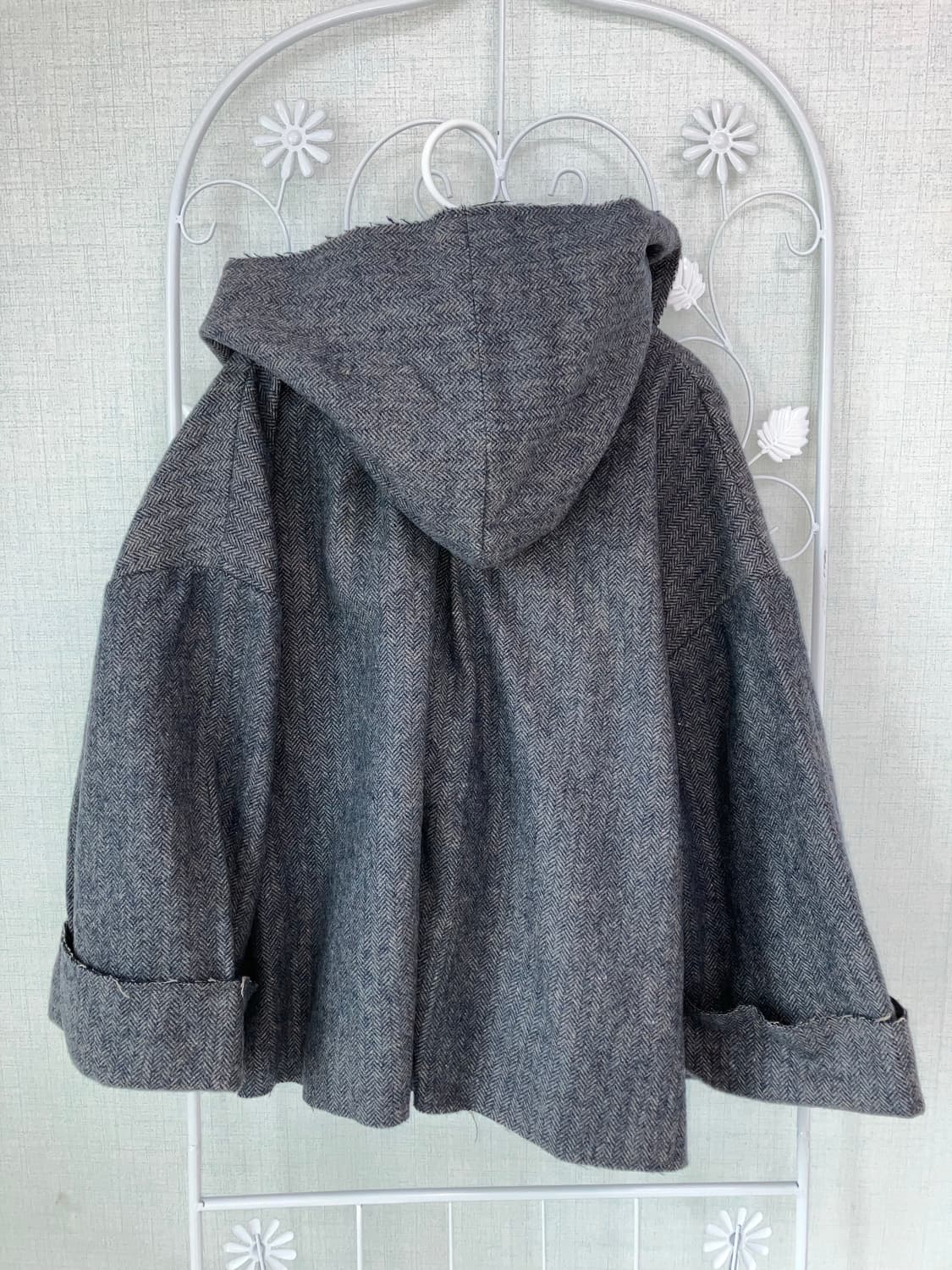 jpn vintage 차콜 후드 숏코트 y2k 스트릿 갸루 펑키 상품이미지2