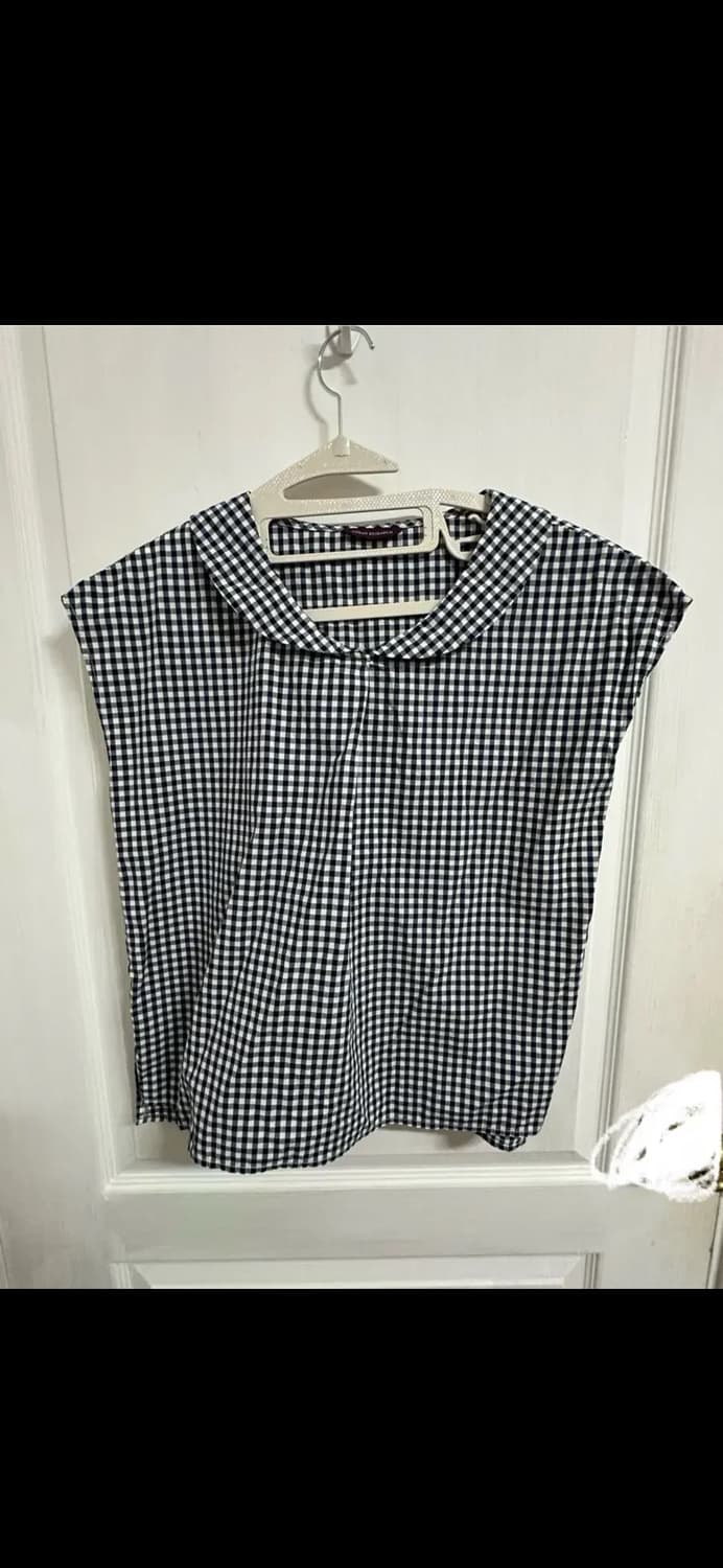 어반리서치 킹엄체크 둥그카라 블라우스 상품이미지1