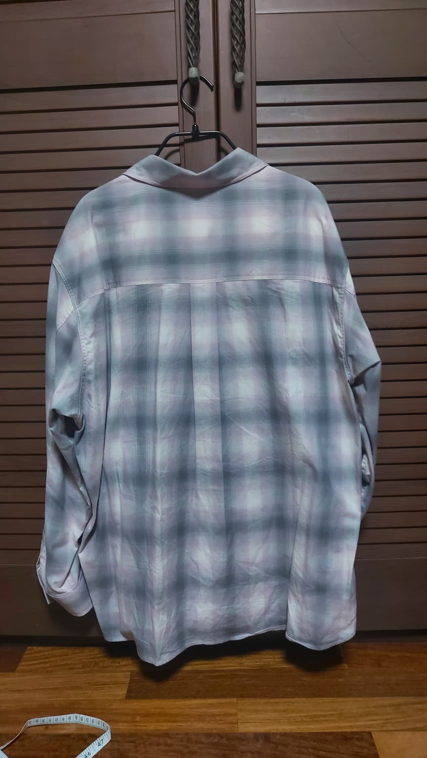 [S]쿠어 옴브레 체크 오버사이즈 셔츠 그레이 핑크 상품이미지3