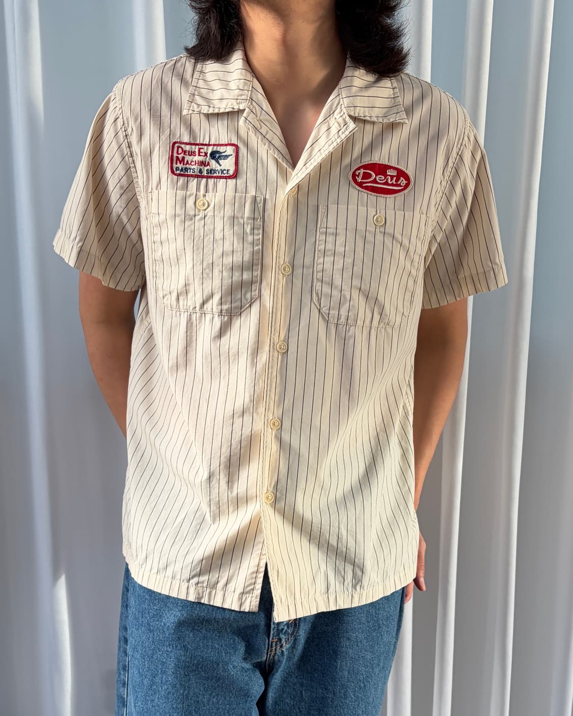 [M]데우스 엑스 마키나 스트라이프 워크 셔츠 상품이미지1