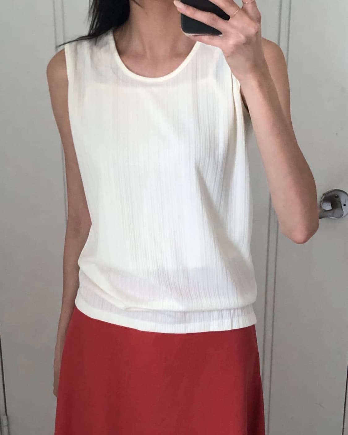 일본빈티지 아이보리 슬리브리스 상품이미지1