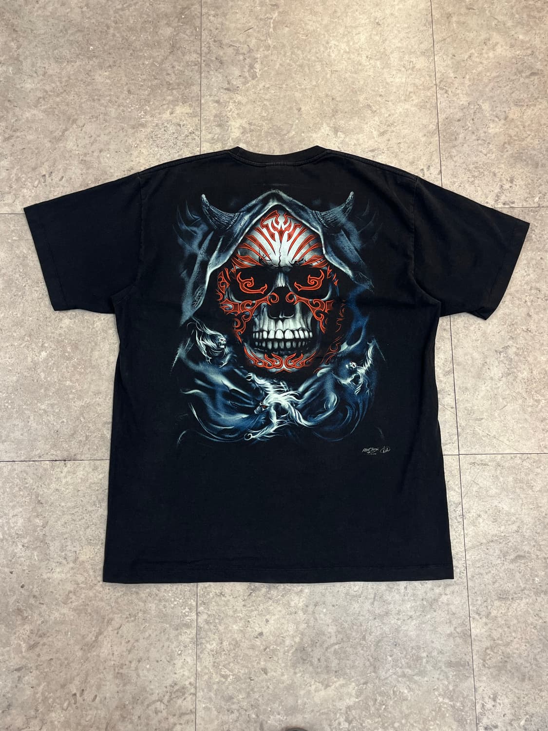 빈티지 락창 Rock chang 해골 반팔티 블랙 XL #csz3848 상품이미지7