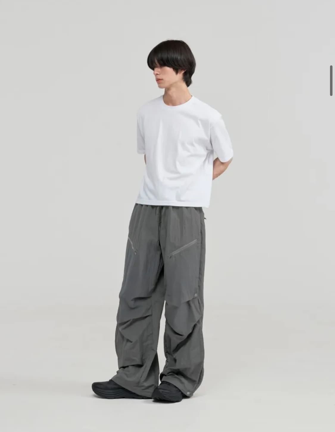 [S] 더블 레이어드 나일론 팬츠 (그레이) 상품이미지3