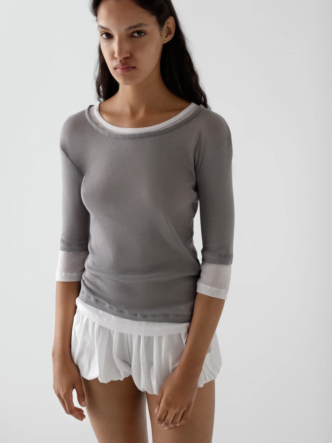 (XS,S,M) 기마구아스 Gemma 레이어드 티셔츠 탑 /그레이 상품이미지5