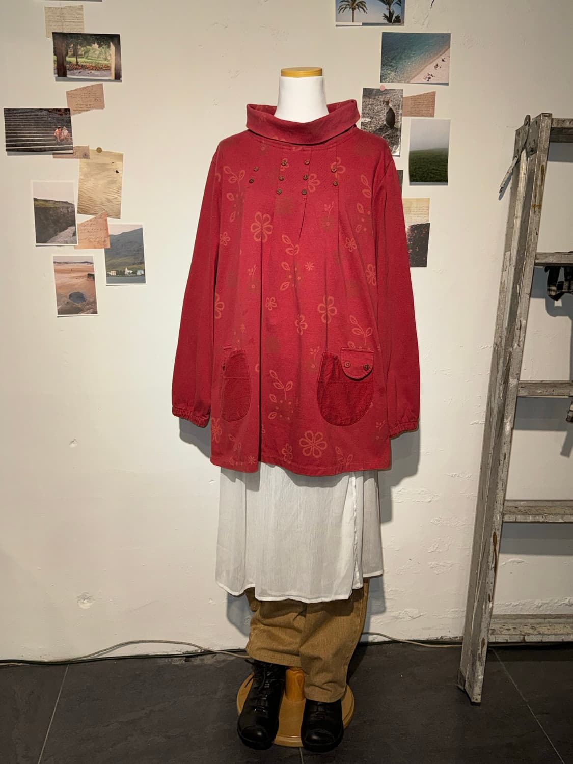 플라워 폴라 포켓 원피스 상품이미지2