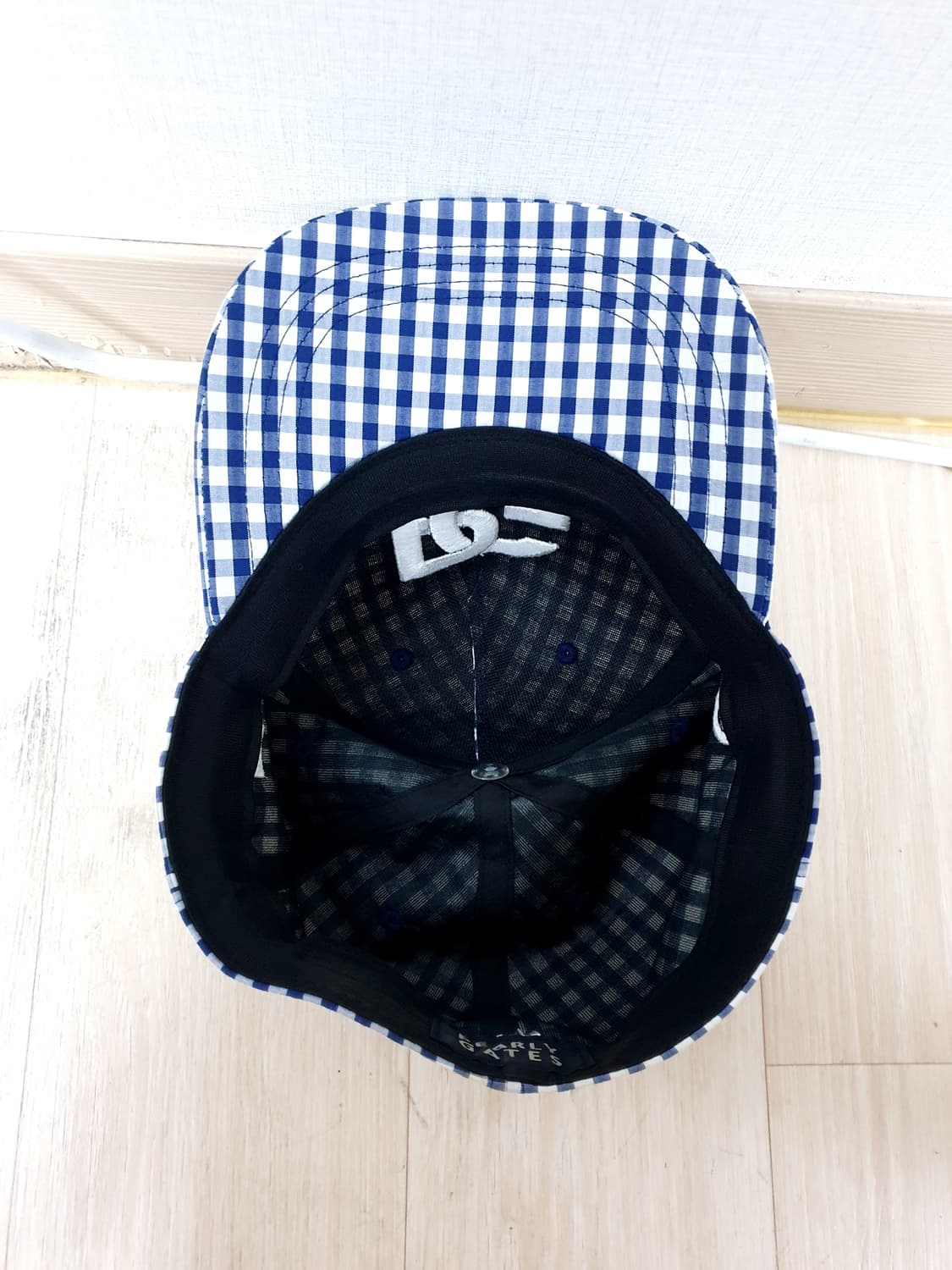 파리게이츠 자수 빅로고 여성골프모자 블루체크 상품이미지6