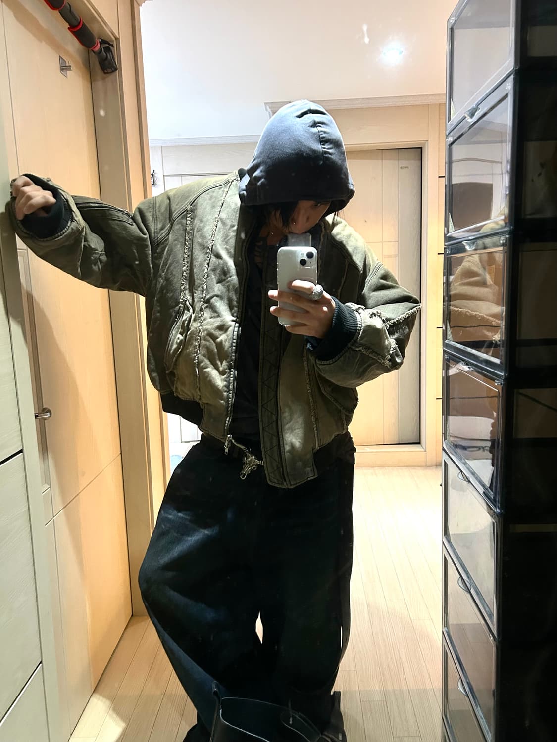 Bondage Detail Washed ma-1 bomber 상품이미지7
