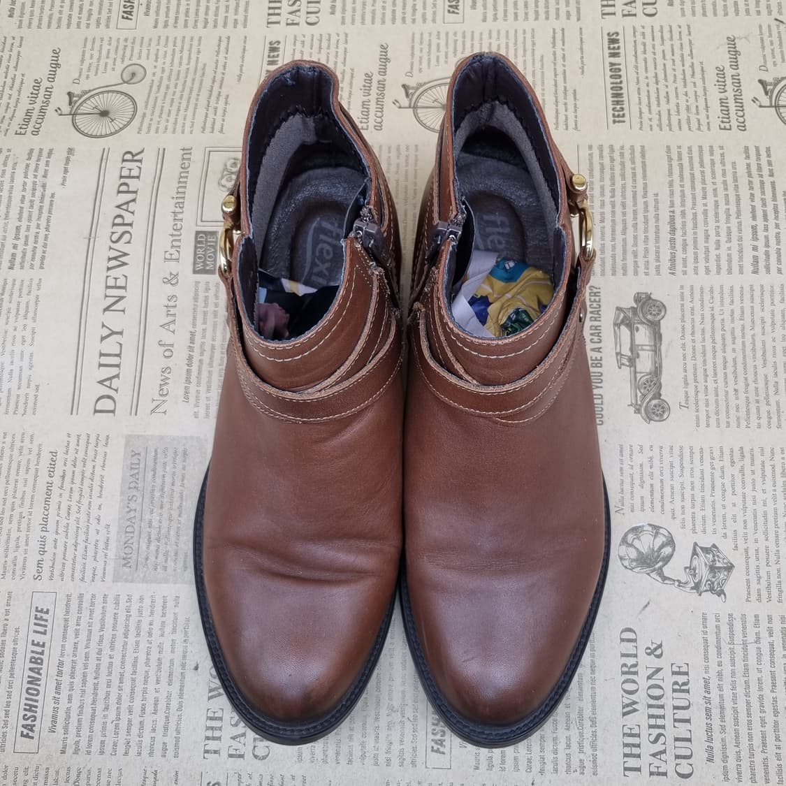 브라운 가죽 앵클 부츠 버클 장식240 상품이미지2