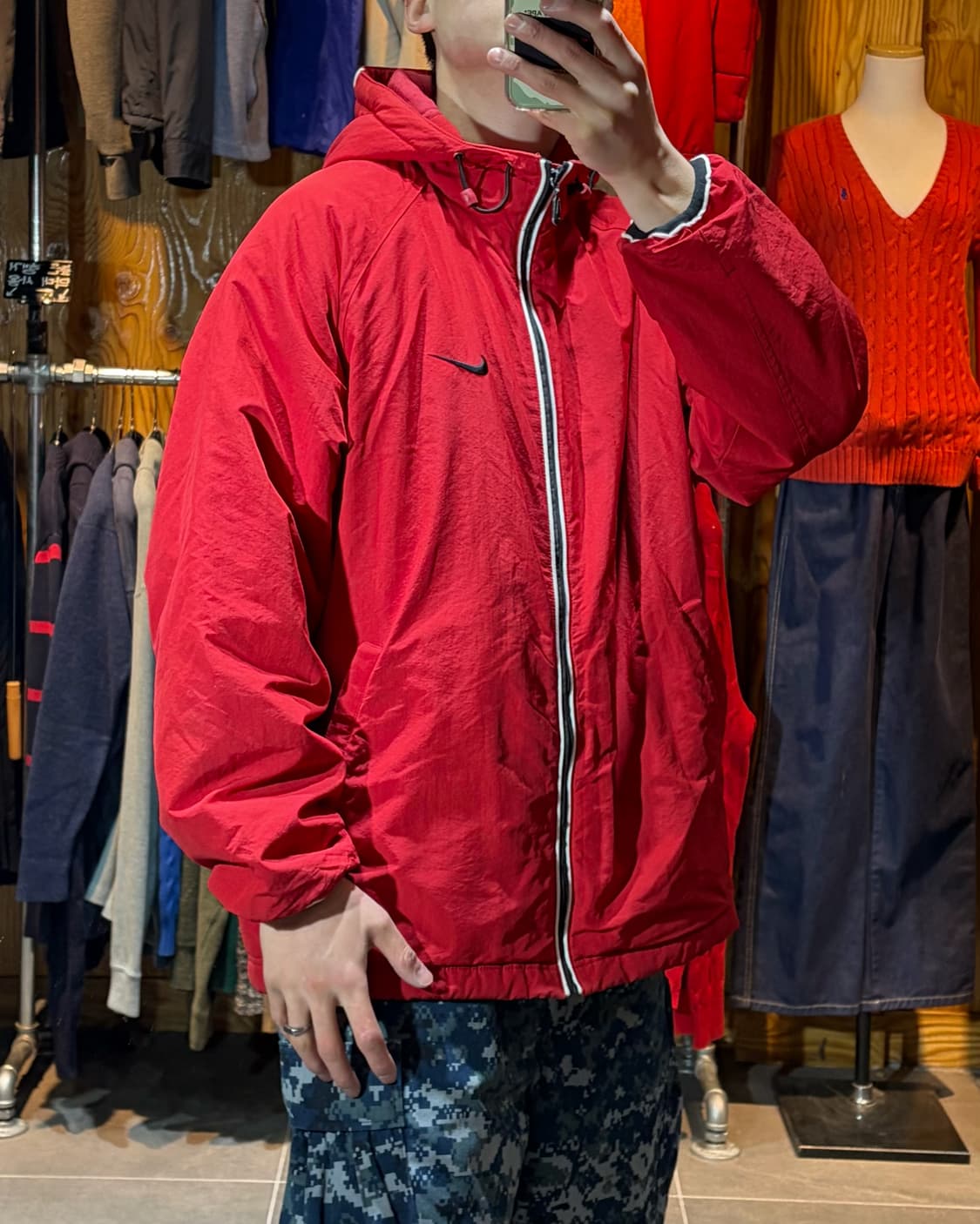 L 나이키 스우시 베스킷볼 레드 후드 자켓 상품이미지1