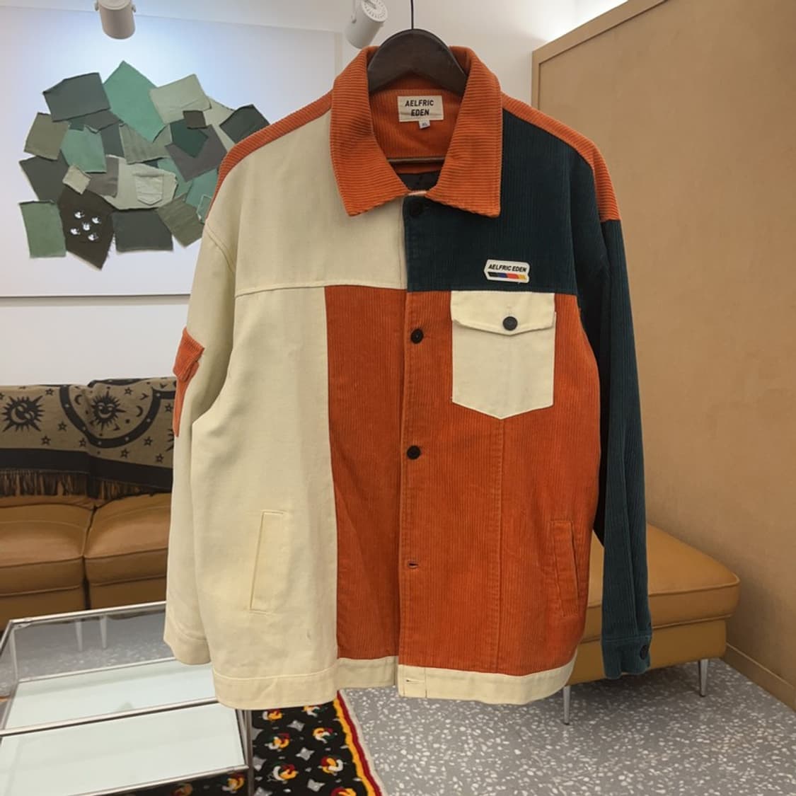 알프릭에덴 레트로 패치워크 키치 유니크 코듀로이 자켓 XL C07182 상품이미지3