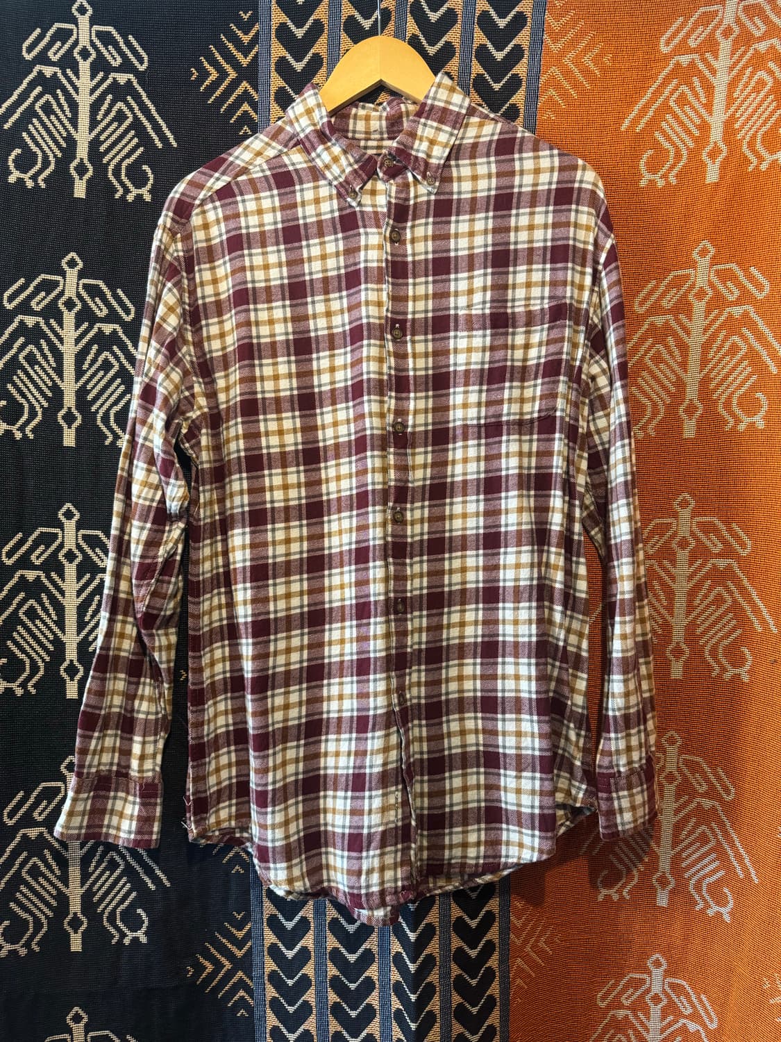 USA 폴라넬 체크셔츠 버건디 상품이미지1