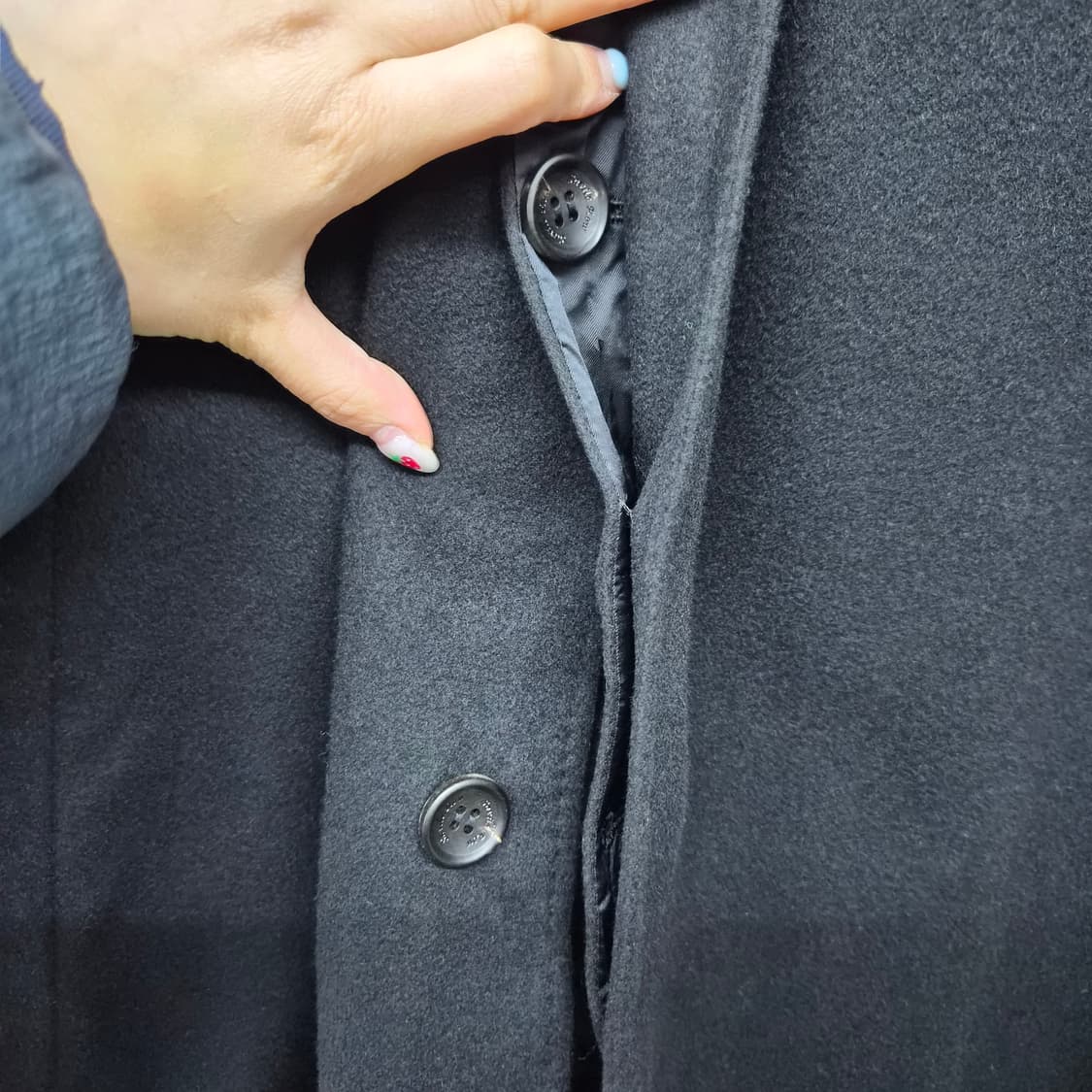 캐시미어 100% 검정색 기본 코트 남성 L 상품이미지5