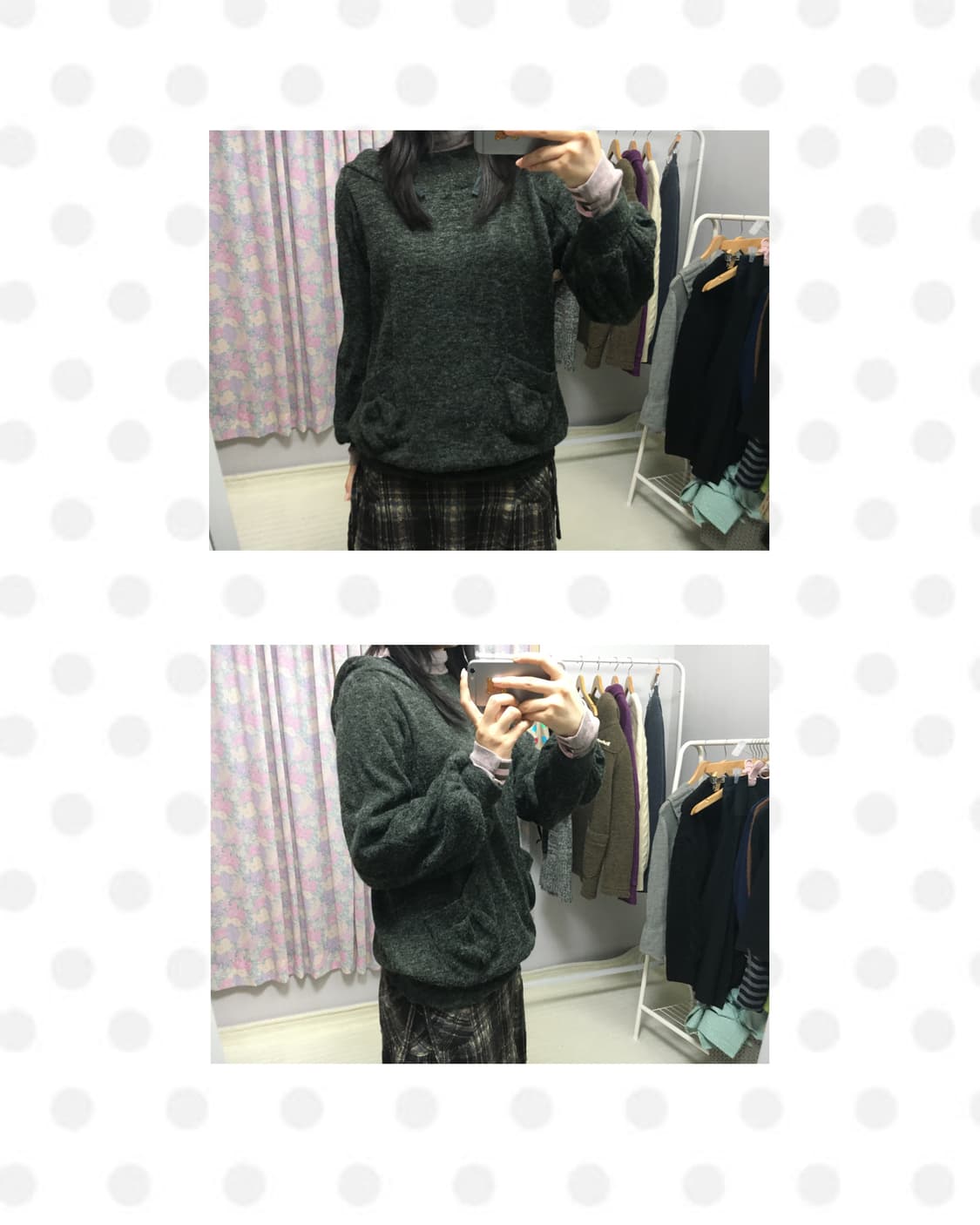 다크 카키 후드 니트  상품이미지1