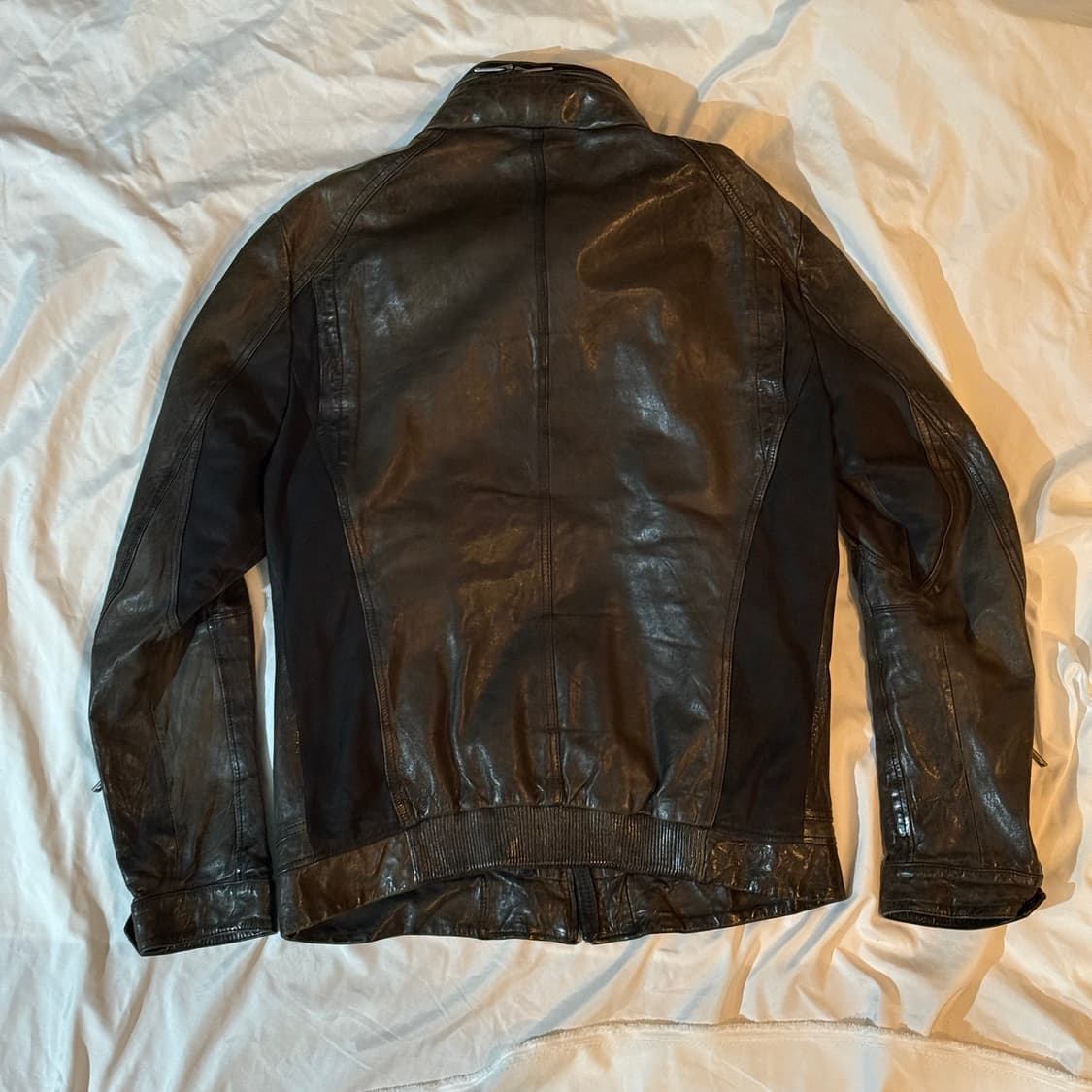 솔리드옴므 13 f/w 하이넥 히든 후드 레더 자켓 xl 판매합니다 상품이미지3