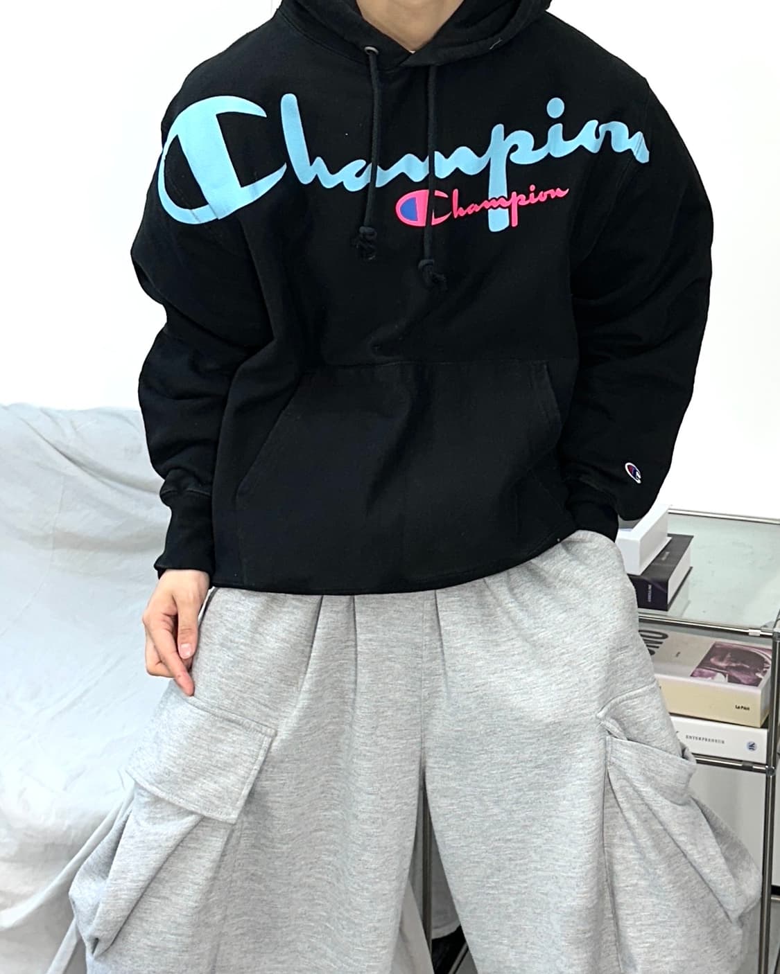 챔피온 리버스위브 빅로고 후드티 상품이미지2