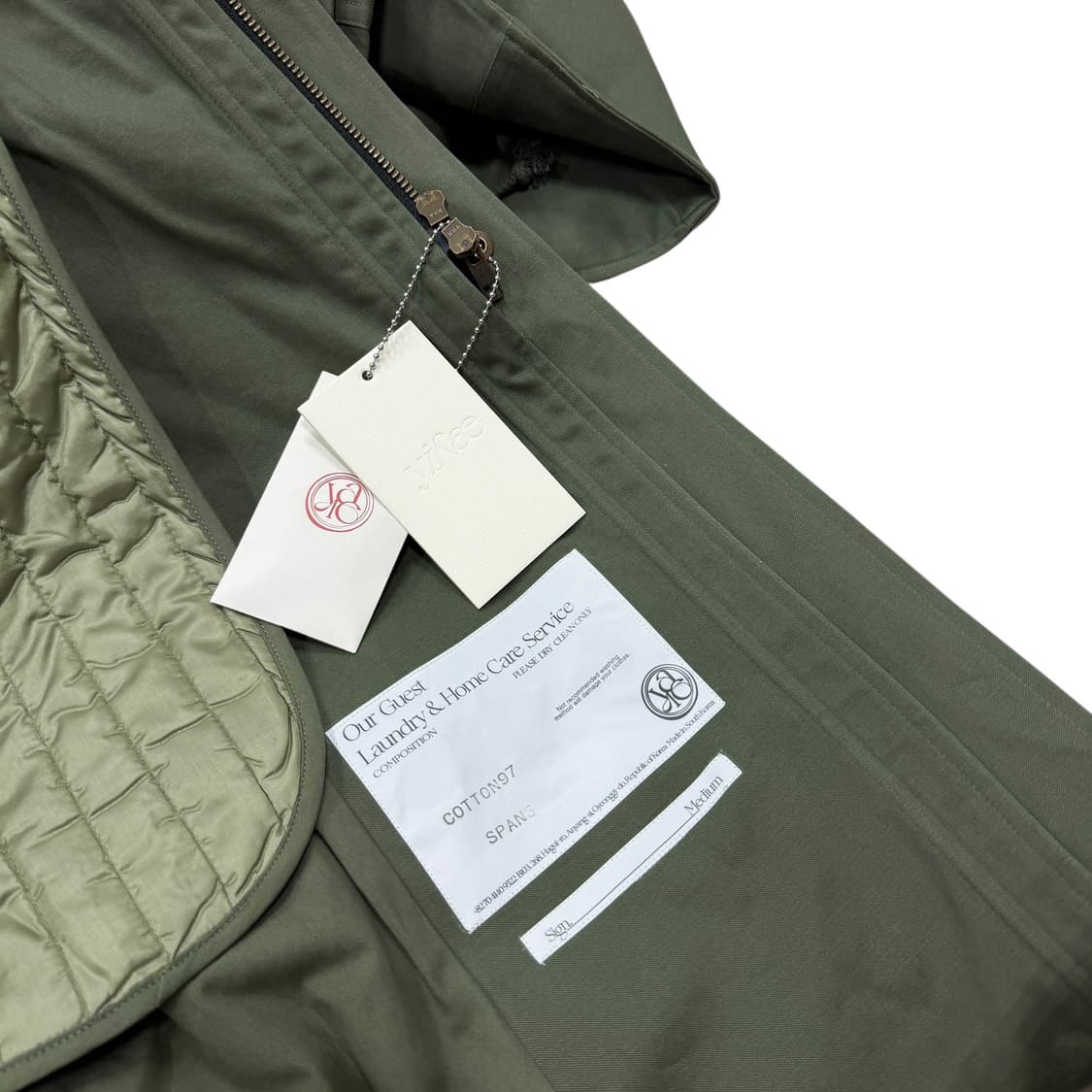 YIYAE 이예 몰스킨 후드 롱파카 개파카 야상 올리브 카키 그린 M 상품이미지4