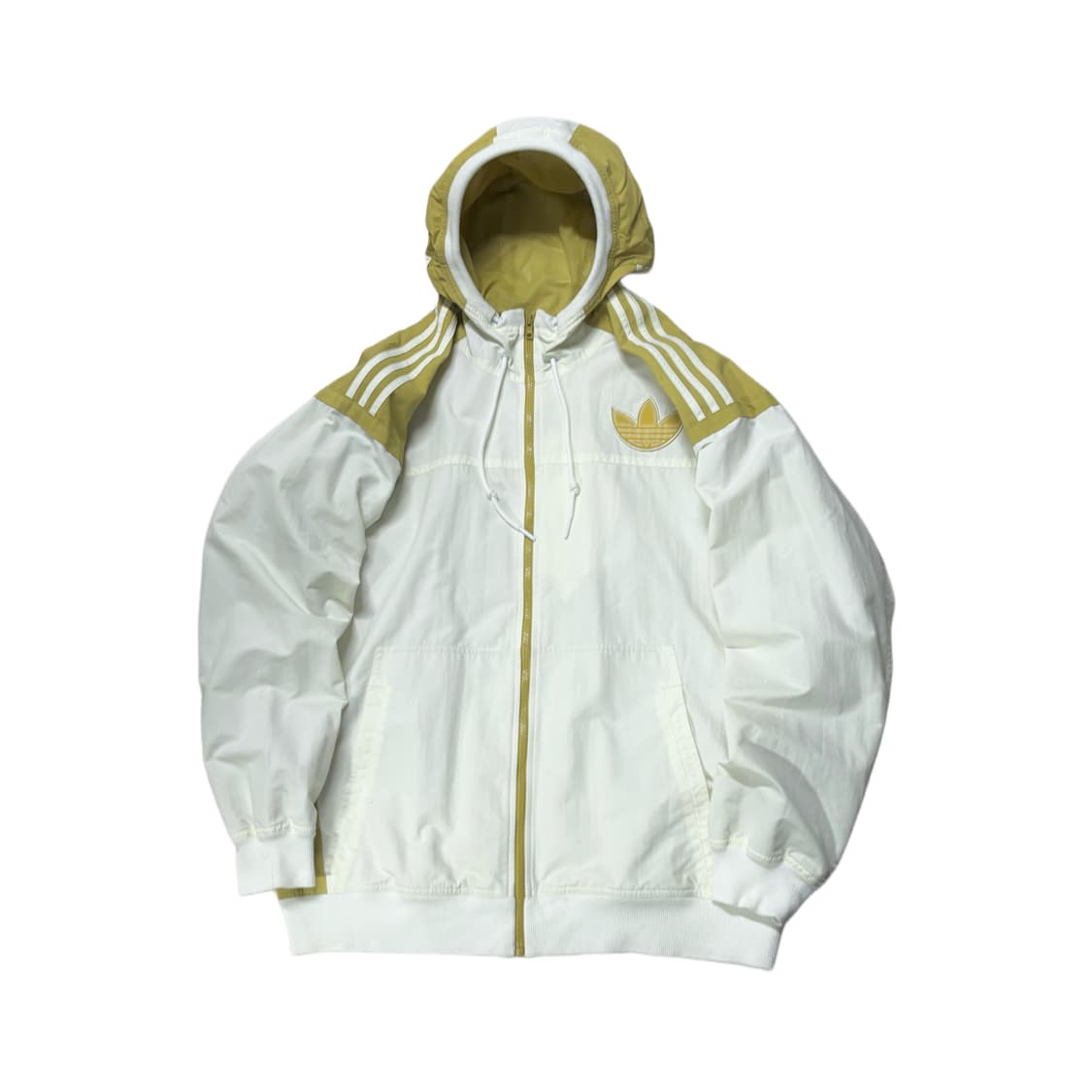 아디다스 올드스쿨 백로고 바람막이 화이트 골드 자켓 상품이미지4