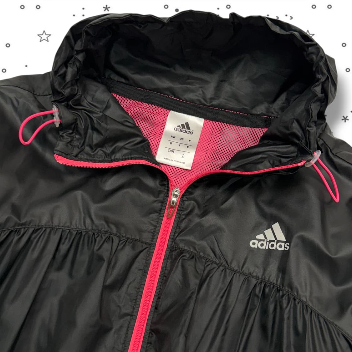 S ADIDAS 아디다스 블랙 핫핑크 바람막이 상품이미지2