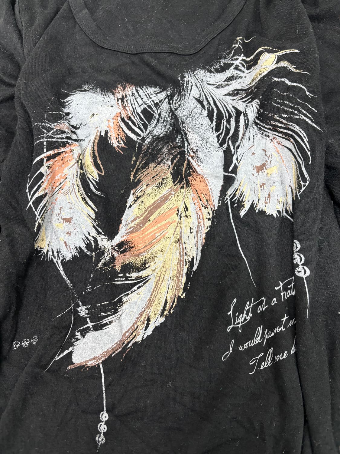 [PLG]feathers Print Black Sleeve 상품이미지2