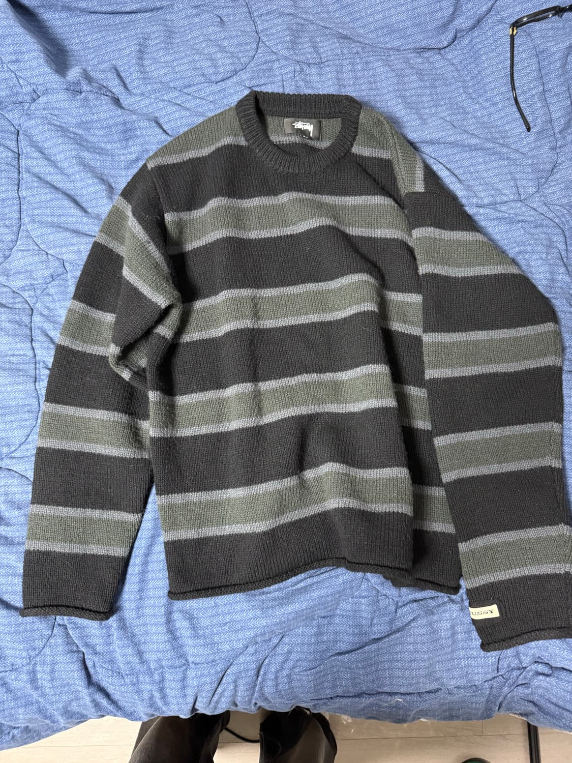 스투시 스트라이프 립드 울 니트 S 상품이미지2