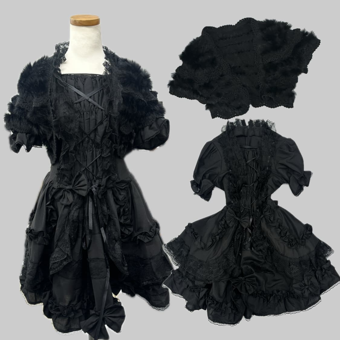 🖤세라의 지뢰계 메이드 코디세트🖤레이스 프릴 리본 가디건 미니원피스 상품이미지3