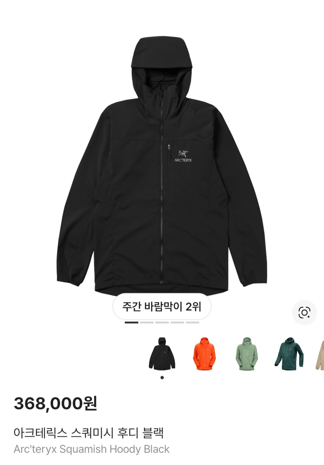 아크테릭스 스쿼미시 바람막이 판매 상품이미지1