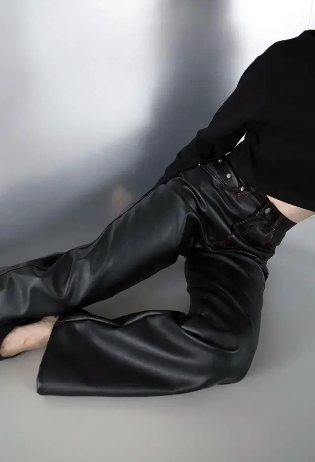 르노우 자체제작 레더 팬츠 상품이미지1