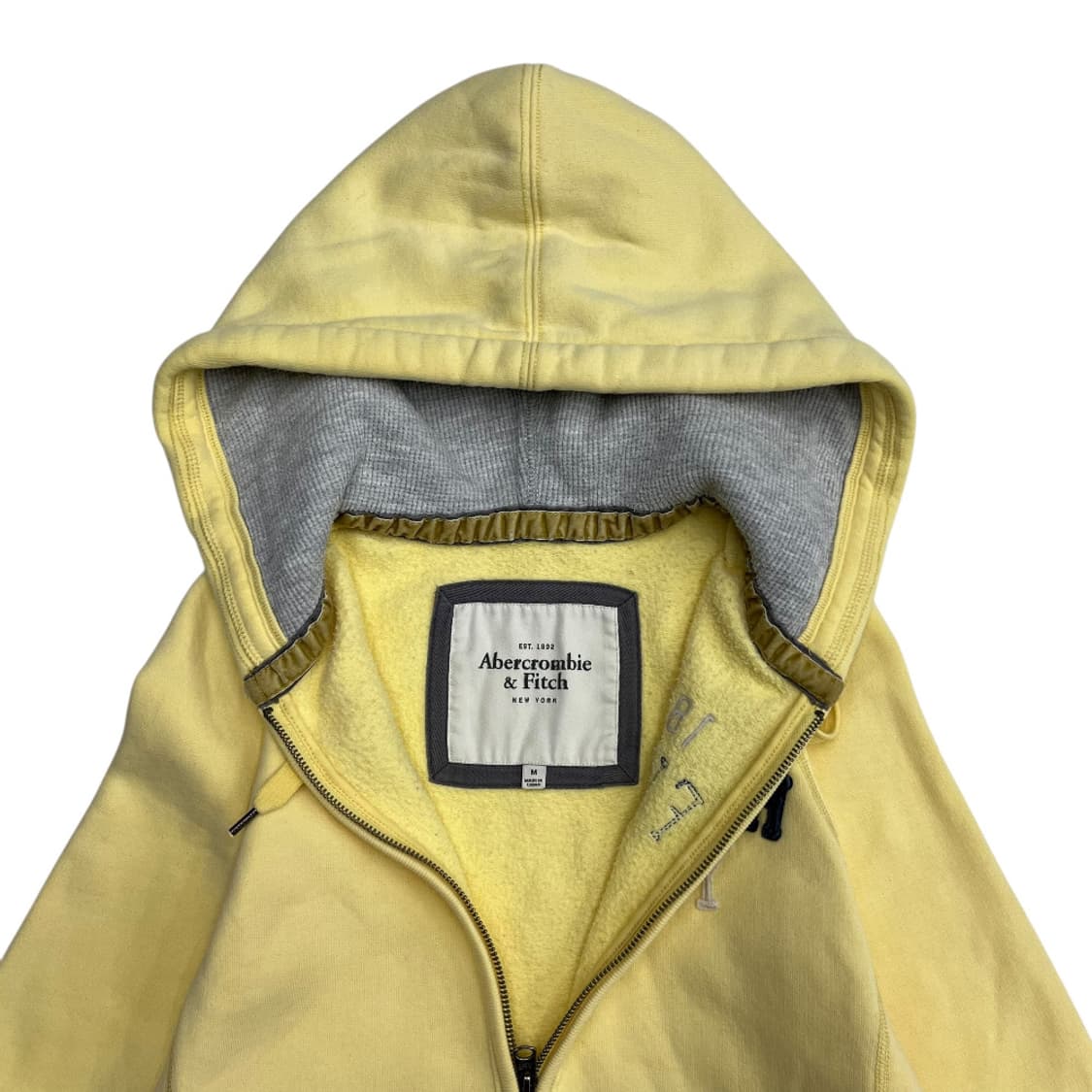 아베크롬비 사이드로고 파스텔노랑 후드집업 M 상품이미지5