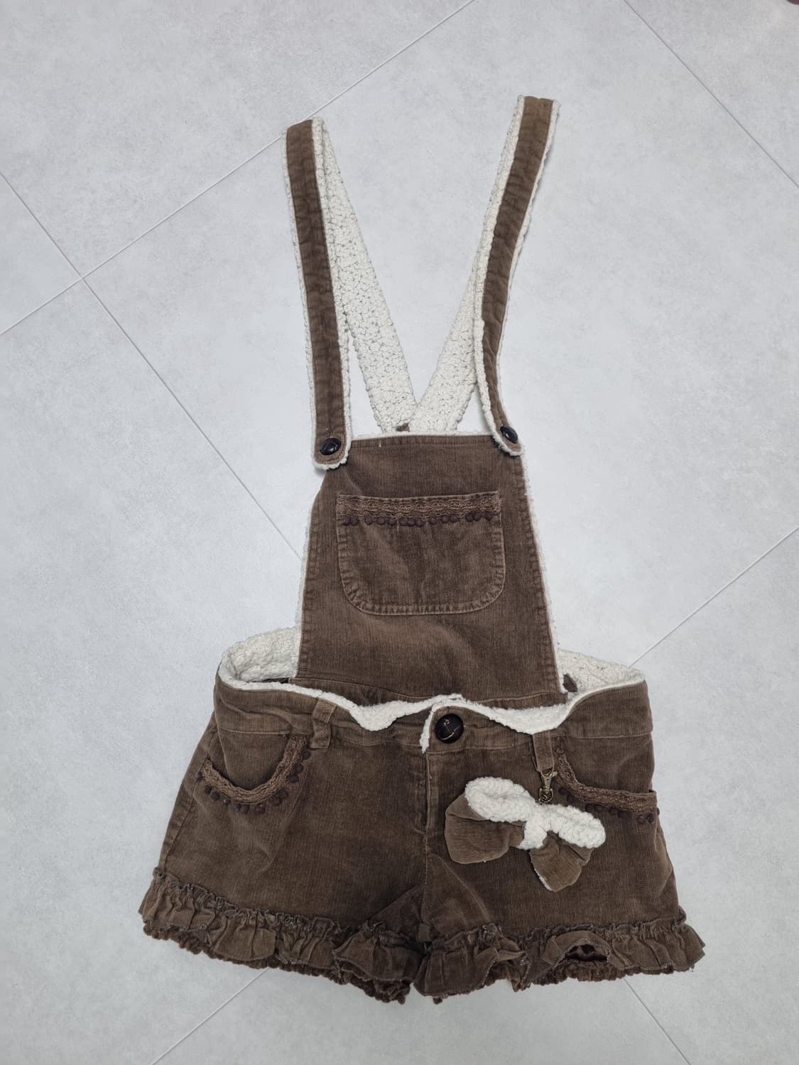 2벌 세트) lizlisa 리즈리사 아가일 리본 스커트 큐롯 반바지 멜빵 상품이미지2