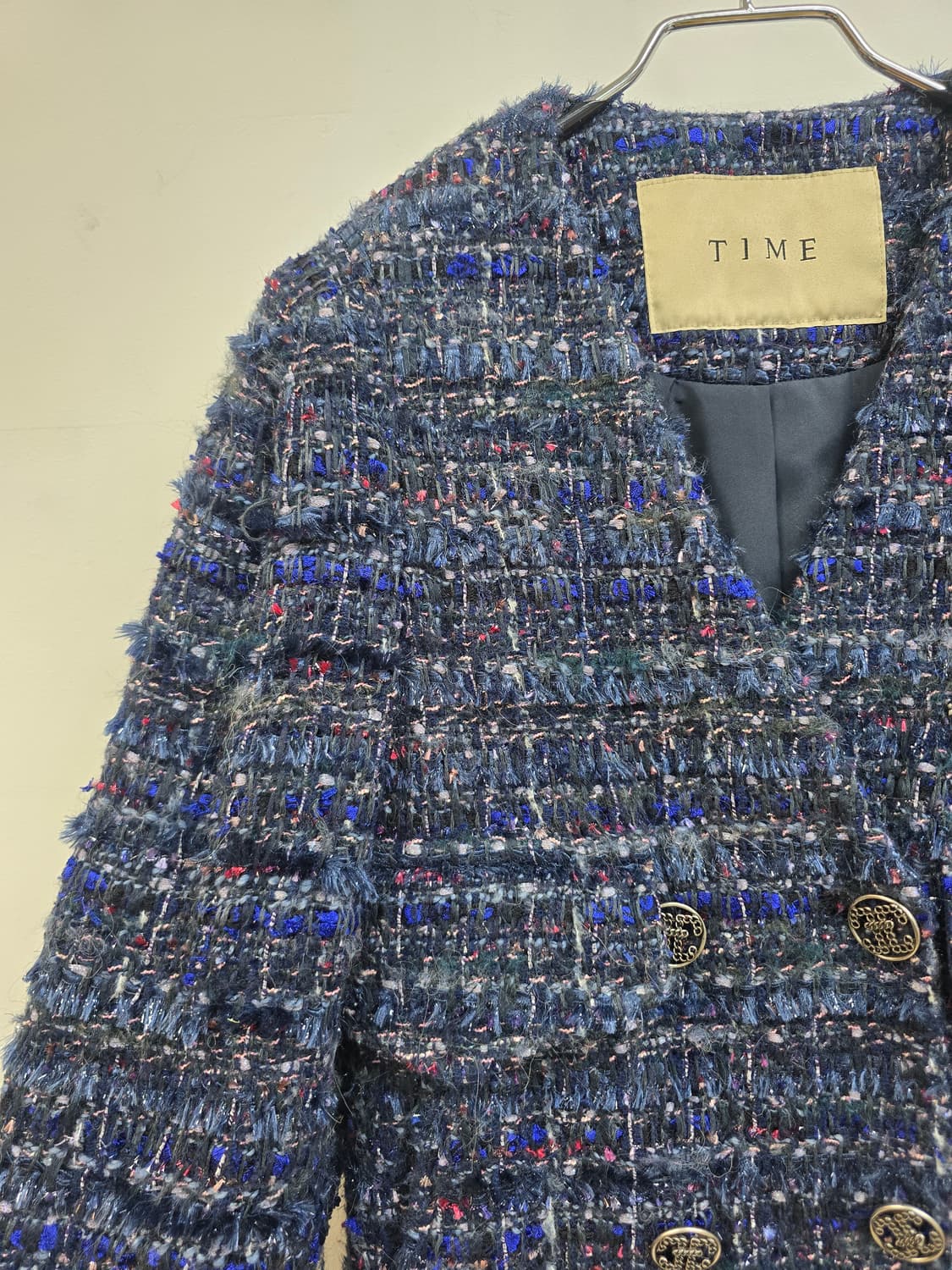 한섬 타임 화사한 색감 도톰 노카라 트위드자켓 상품이미지5